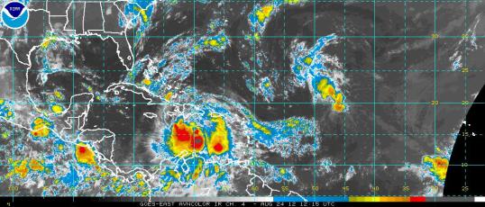 foto del satélite tormenta tropical Isaac. Fuente: Instituto de Meteorología